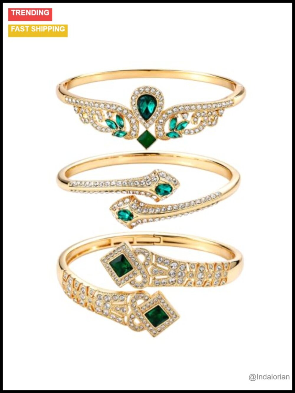 3 Pack 18K Gold Plated Bangle Bracelet Set Stackable Jewelry for Women